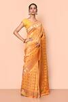 Buy_Nazaakat by Samara Singh_Yellow Saree Banarasi Silk Minedar Woven Patola And Geometric With Running Blouse_Online_at_Aza_Fashions