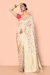 Buy_Nazaakat by Samara Singh_Multi Color Saree Banarasi Silk Minedar Woven Floral Jaal And With Running Blouse_at_Aza_Fashions