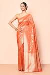 Buy_Nazaakat by Samara Singh_Orange Saree Banarasi Silk Woven Floral Zari With Running Blouse Piece_at_Aza_Fashions