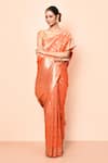 Buy_Nazaakat by Samara Singh_Orange Saree Banarasi Silk Woven Floral Zari With Running Blouse Piece_Online_at_Aza_Fashions