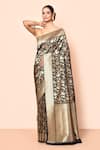 Buy_Nazaakat by Samara Singh_Black Saree Banarasi Silk Woven Floral Jaal Zari With Running Blouse Piece_at_Aza_Fashions