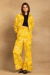 Buy Reena Sharma Yellow 100% Cotton Twill Printed Floral Collar Sara Shirt With Straight Pant Buy_Reena Sharma_Yellow 100% Cotton Twill Printed Floral Collar Sara Shirt With Straight Pant