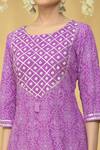 Shop_Samyukta Singhania_Purple Rayon Floral Bandhani Print Kurta Set_Online_at_Aza_Fashions