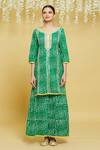 Samyukta Singhania_Green Cotton Bandhani Print Kurta Set_Online_at_Aza_Fashions