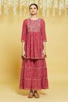Samyukta Singhania_Red Bandhani Print Kurta Gharara Set_Online_at_Aza_Fashions