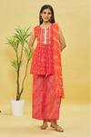 Buy_Samyukta Singhania_Orange Rayon Bandhani Print Kurta Sharara Set_Online_at_Aza_Fashions
