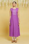 Samyukta Singhania_Purple Bandhani Pattern Kurta With Dupatta_Online_at_Aza_Fashions