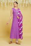Shop_Samyukta Singhania_Purple Bandhani Pattern Kurta With Dupatta_Online_at_Aza_Fashions