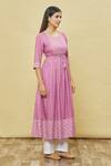 Samyukta Singhania_Purple Rayon Foil Print Kurta_Online_at_Aza_Fashions