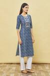 Buy_Samyukta Singhania_Blue Cotton Stripe Print Kurta_Online_at_Aza_Fashions