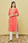 Buy_Samyukta Singhania_Orange Cotton Placket Embroidered Kurta_Online_at_Aza_Fashions