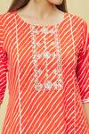 Shop_Samyukta Singhania_Orange Cotton Placket Embroidered Kurta_Online_at_Aza_Fashions