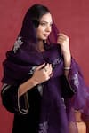 Buy_Pairaahan_Purple Kurta And Pant Premium Silk Velvet Embroidery Mughal Bloom Set _Online_at_Aza_Fashions