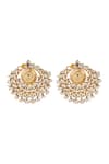 Shop_Sangeeta Boochra_Gold Plated Carved Pearl And Stone Embellished Earrings _at_Aza_Fashions