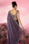 Shop_PARUL GANDHI_Purple Pure Organza Embroidery Sequins Galaxy Embellished Saree With Blouse _at_Aza_Fashions