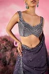 Buy_PARUL GANDHI_Purple Pure Organza Embroidery Sequins Galaxy Embellished Saree With Blouse _Online_at_Aza_Fashions