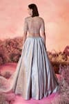 Shop_PARUL GANDHI_Grey Embroidery Sequins V Gleam Bloom Bridal Lehenga Set _at_Aza_Fashions