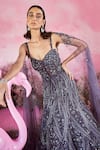 Buy_PARUL GANDHI_Purple Mesh Embroidery Crystals Myra Cosmo Helix Embellished Gown _Online_at_Aza_Fashions