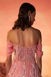 PARUL GANDHI_Pink Embroidery Pearls Off Shoulder Serina Sequin Swirl Embellished Gown _Online_at_Aza_Fashions