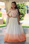 Buy_Little Luxury_Orange Chanderi Hand Embroidery Diya Diva Ombre Lehenga With Blouse  _at_Aza_Fashions