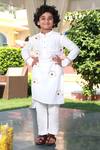 Buy_Little Luxury_Off White Poplin Hand Embroidery Chakri Chirpy Kurta With Pyjama  _at_Aza_Fashions