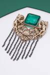 Shop_Cosa Nostraa_Gold Crystals, Chains Jadui Naginey Embellished Brooch _at_Aza_Fashions