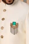 Cosa Nostraa_Gold Crystals, Chains Jadui Naginey Embellished Brooch _Online_at_Aza_Fashions
