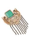 Cosa Nostraa_Gold Crystals, Chains Jadui Naginey Embellished Brooch _at_Aza_Fashions