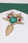 Shop_Cosa Nostraa_Gold Crystals, Stones Sawaar-e-shaan Embellished Brooch _at_Aza_Fashions