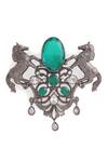 Buy_Cosa Nostraa_Grey Roshan-e-sawaar Carved Work Brooch _Online_at_Aza_Fashions