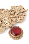 Cosa Nostraa_Gold Medusa Glass Stone Embellished Brooch _at_Aza_Fashions