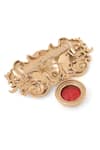 Buy_Cosa Nostraa_Gold Medusa Glass Stone Embellished Brooch 