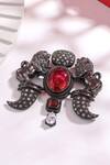 Shop_Cosa Nostraa_Gold Shehenshah-e-jungle Embellished Brooch _at_Aza_Fashions