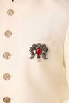 Cosa Nostraa_Gold Shehenshah-e-jungle Embellished Brooch _Online_at_Aza_Fashions