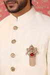 Cosa Nostraa_Gold Crystals, Chains Sawaar-e-noor Glass Stone Embellished Brooch _Online_at_Aza_Fashions