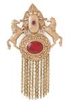 Buy_Cosa Nostraa_Gold Crystals, Chains Sawaar-e-noor Glass Stone Embellished Brooch _Online_at_Aza_Fashions