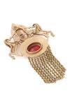 Shop_Cosa Nostraa_Gold Crystals, Chains Sawaar-e-noor Glass Stone Embellished Brooch _Online_at_Aza_Fashions