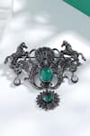 Shop_Cosa Nostraa_Grey Azim Sawaar Carved Work Brooch _at_Aza_Fashions