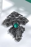 Shop_Cosa Nostraa_Grey Lajawaab Sabz Carved Work Brooch _at_Aza_Fashions