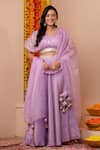 Buy_Kohsh_Purple Tissue Silk Solid V-neck Lehenga Set With Balloon Blouse  _Online_at_Aza_Fashions