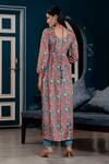 Kohsh_Blue Chinon Printed Floral Round Garden Anarkali Pant Set  _Online_at_Aza_Fashions