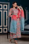 Buy_Kohsh_Blue Chinon Printed Floral Round Garden Anarkali Pant Set  _Online_at_Aza_Fashions