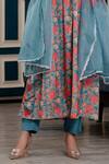 Kohsh_Blue Chinon Printed Floral Round Garden Anarkali Pant Set  _at_Aza_Fashions