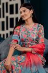 Shop_Kohsh_Blue Chinon Printed Floral Round Garden Anarkali Pant Set  _at_Aza_Fashions