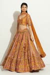 Buy_Vandana Sethi_Yellow Denim, Silk Embroidery, Sequins, Zari Zardozi Blouse Bridal Lehenga Set _at_Aza_Fashions