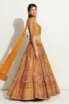 Buy_Vandana Sethi_Yellow Denim, Silk Embroidery, Sequins, Zari Zardozi Blouse Bridal Lehenga Set _Online_at_Aza_Fashions