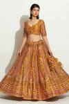 Shop_Vandana Sethi_Yellow Denim, Silk Embroidery, Sequins, Zari Zardozi Blouse Bridal Lehenga Set _at_Aza_Fashions