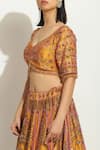 Vandana Sethi_Yellow Denim, Silk Embroidery, Sequins, Zari Zardozi Blouse Bridal Lehenga Set _at_Aza_Fashions