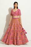 Shop_Vandana Sethi_Multi Color Denim, Silk Sequins, Embroidery, Gota Patti, Bridal Lehenga Set _at_Aza_Fashions