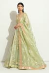 Shop_Vandana Sethi_Green Organza Embroidered Gota Sweetheart Bridal Lehenga Set _Online_at_Aza_Fashions